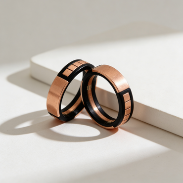 Black & Rose Gold Classic Couple Rings 925