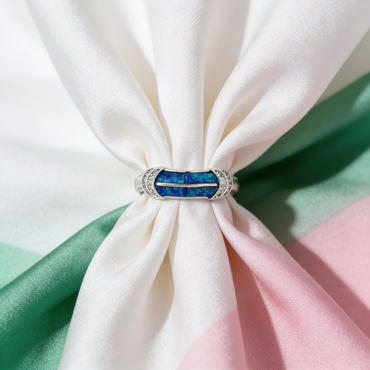 Blue Opal Inlay Designer Ring