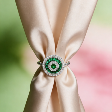 Emerald Halo Statement Ring