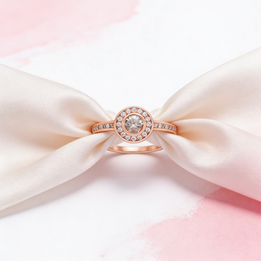 Radiant Halo rose silver Ring