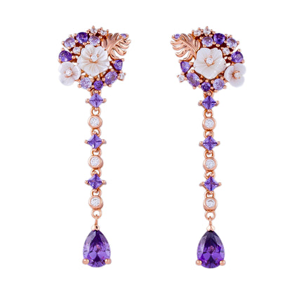 Amethyst Blossom Drop Earrings