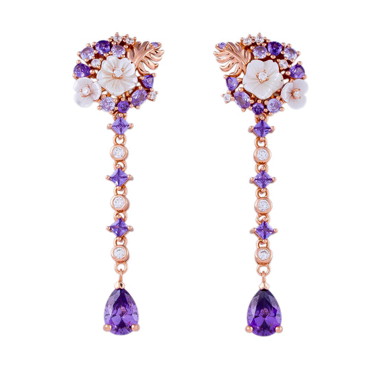 Amethyst Blossom Drop Earrings