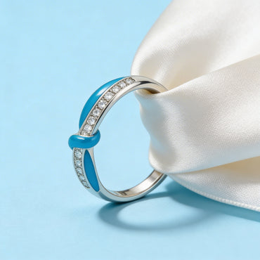 Delicate silver and turquoise ring
