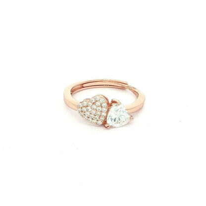 Romantic rose silver heart ring