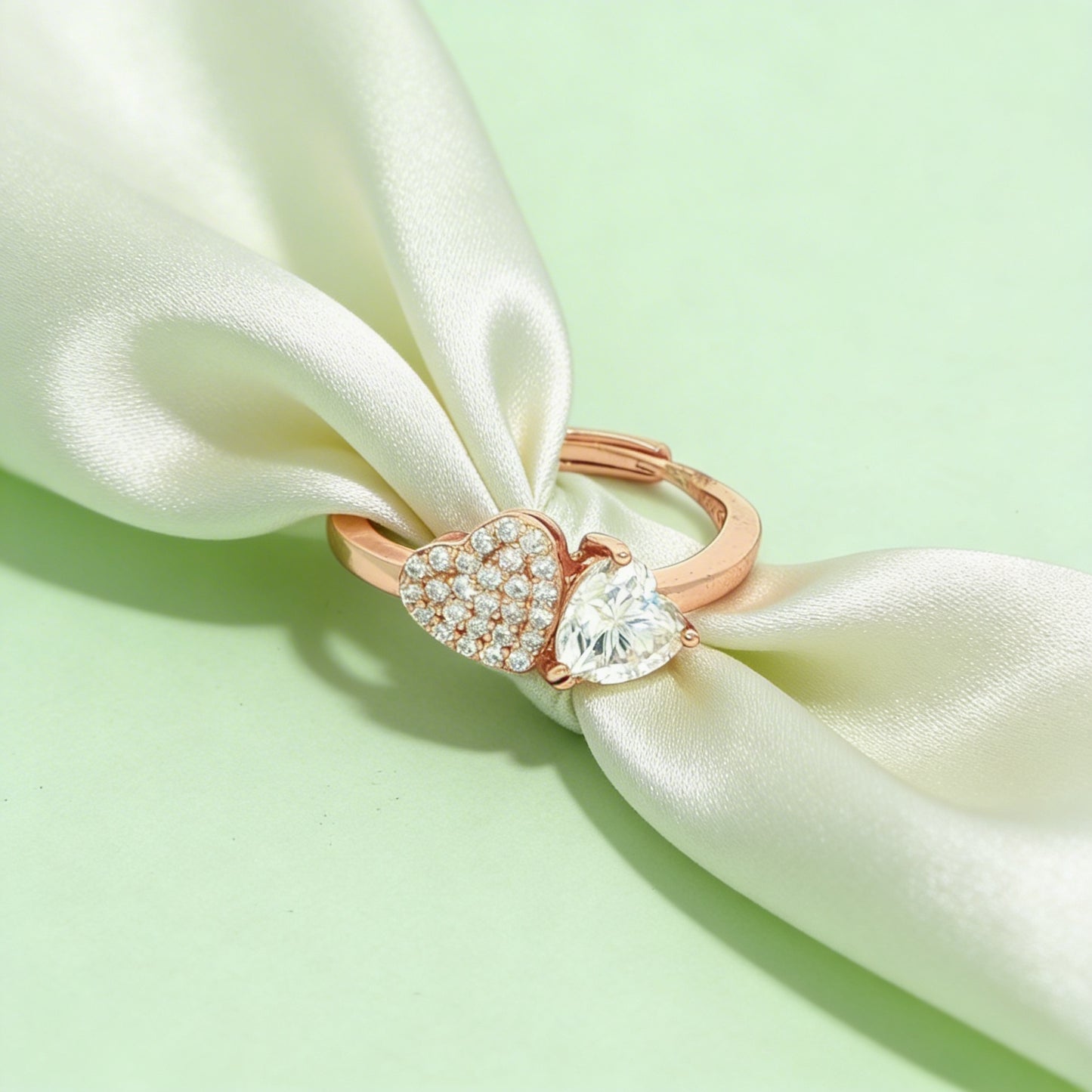 Romantic rose silver heart ring