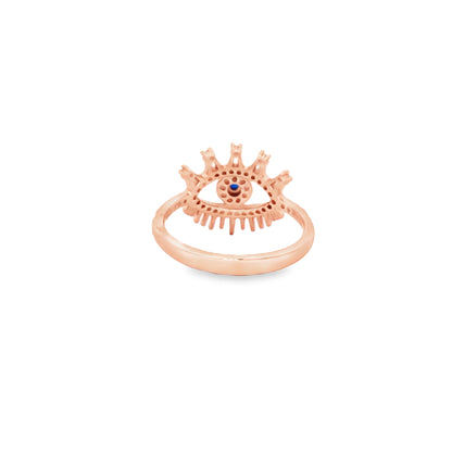 Rose silver evil eye ring