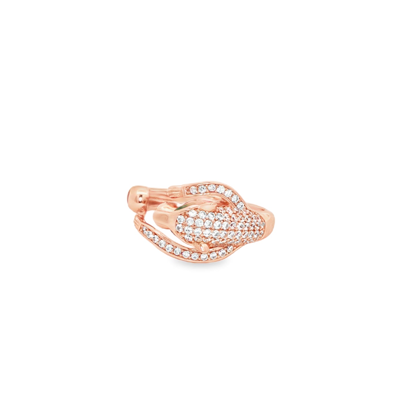 Elegant rose silver snake ring
