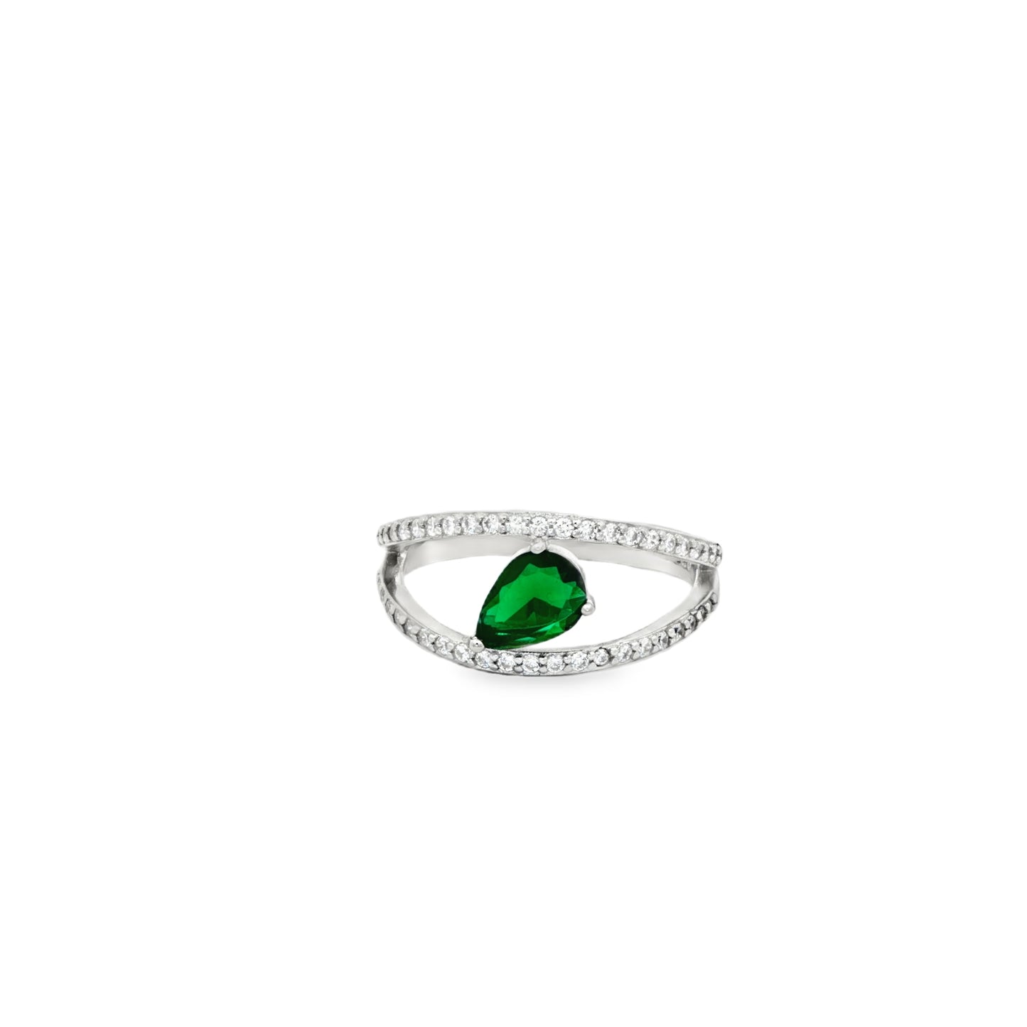 Elegant silver  emerald ring