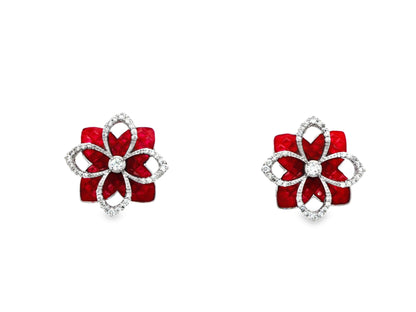 Crimson Bloom Diamond Studs