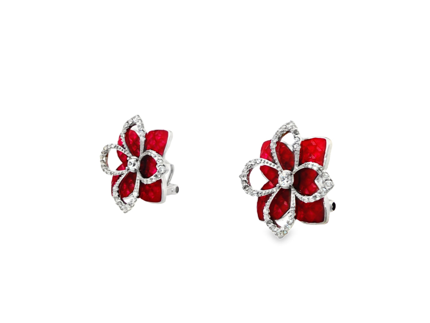 Crimson Bloom Diamond Studs