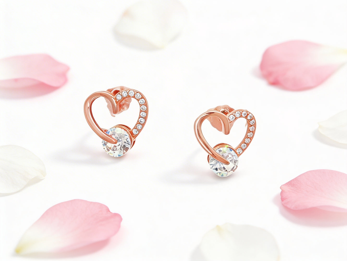 Blush Heart Sparkle Studs