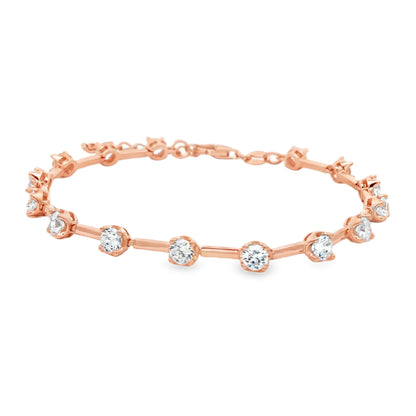 Rose silver diamond bracelet close-up