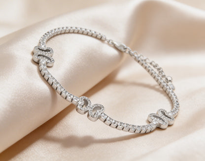 Infinity sparkle bracelet close-up shot
