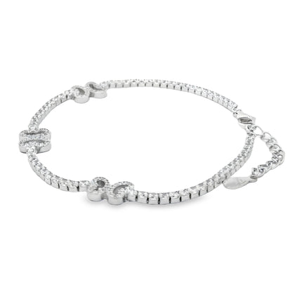 Infinity sparkle bracelet close-up shot