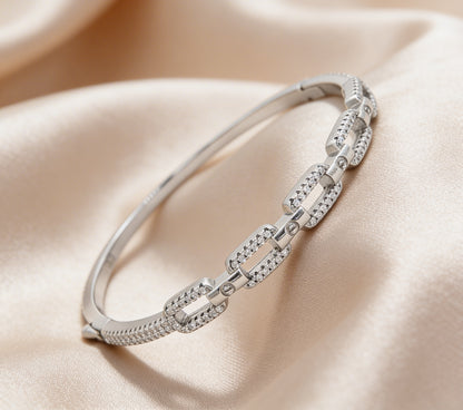 Sterling silver diamond bangle