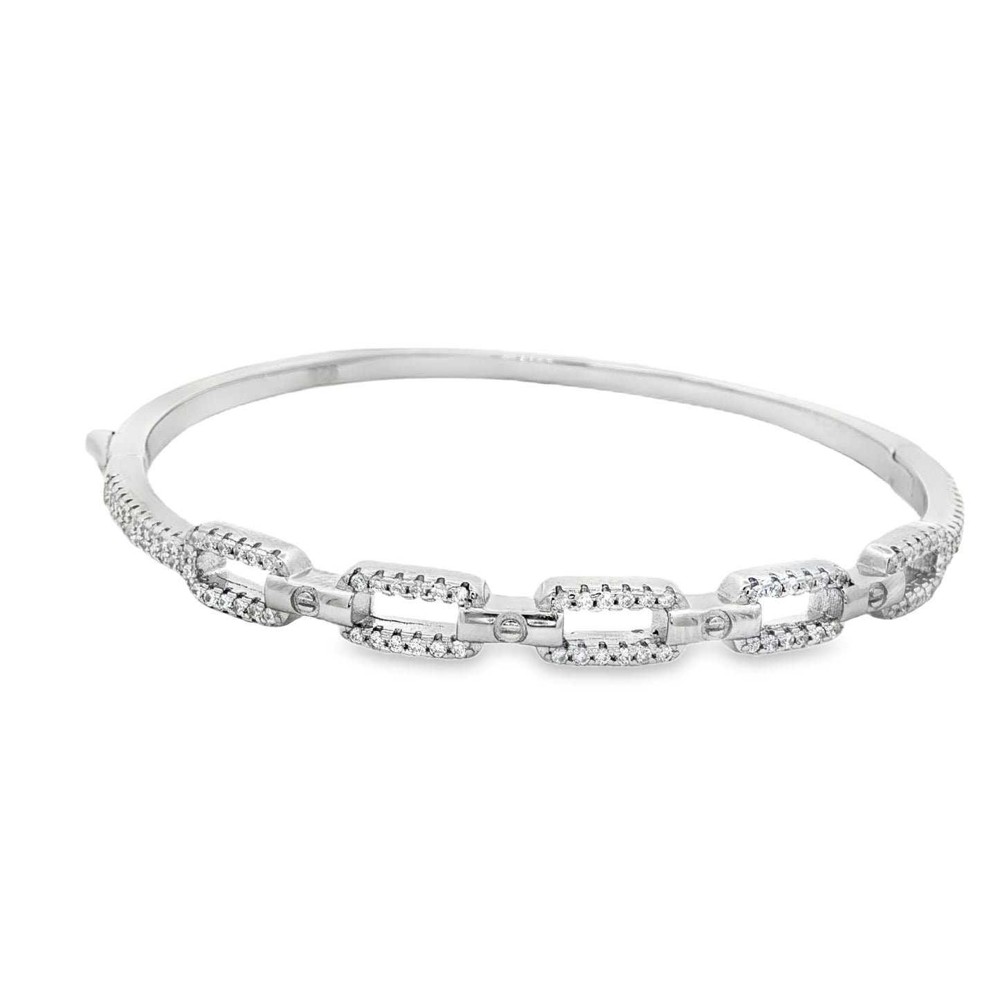 Sterling silver diamond bangle