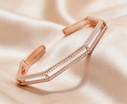 Elegant rose silver cuff bracelet