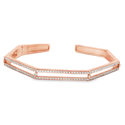 Elegant rose silver cuff bracelet
