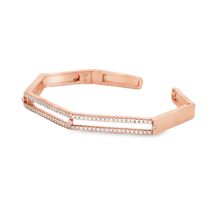 Elegant rose silver cuff bracelet