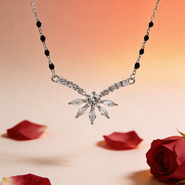 Midnight Spark Floral Diamond Mangalsutra Pendant