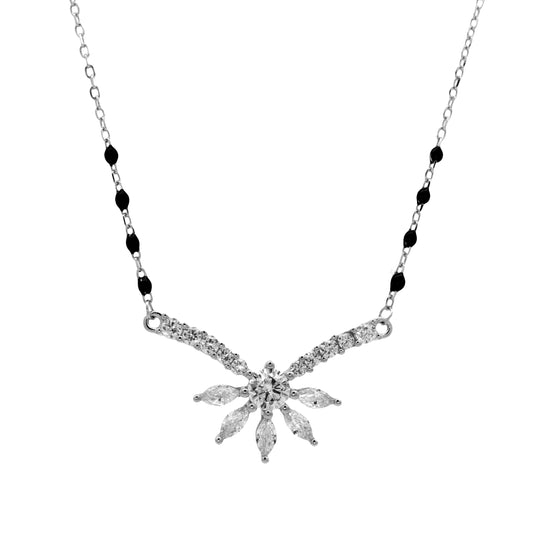 Midnight Spark Floral Diamond Mangalsutra Pendant