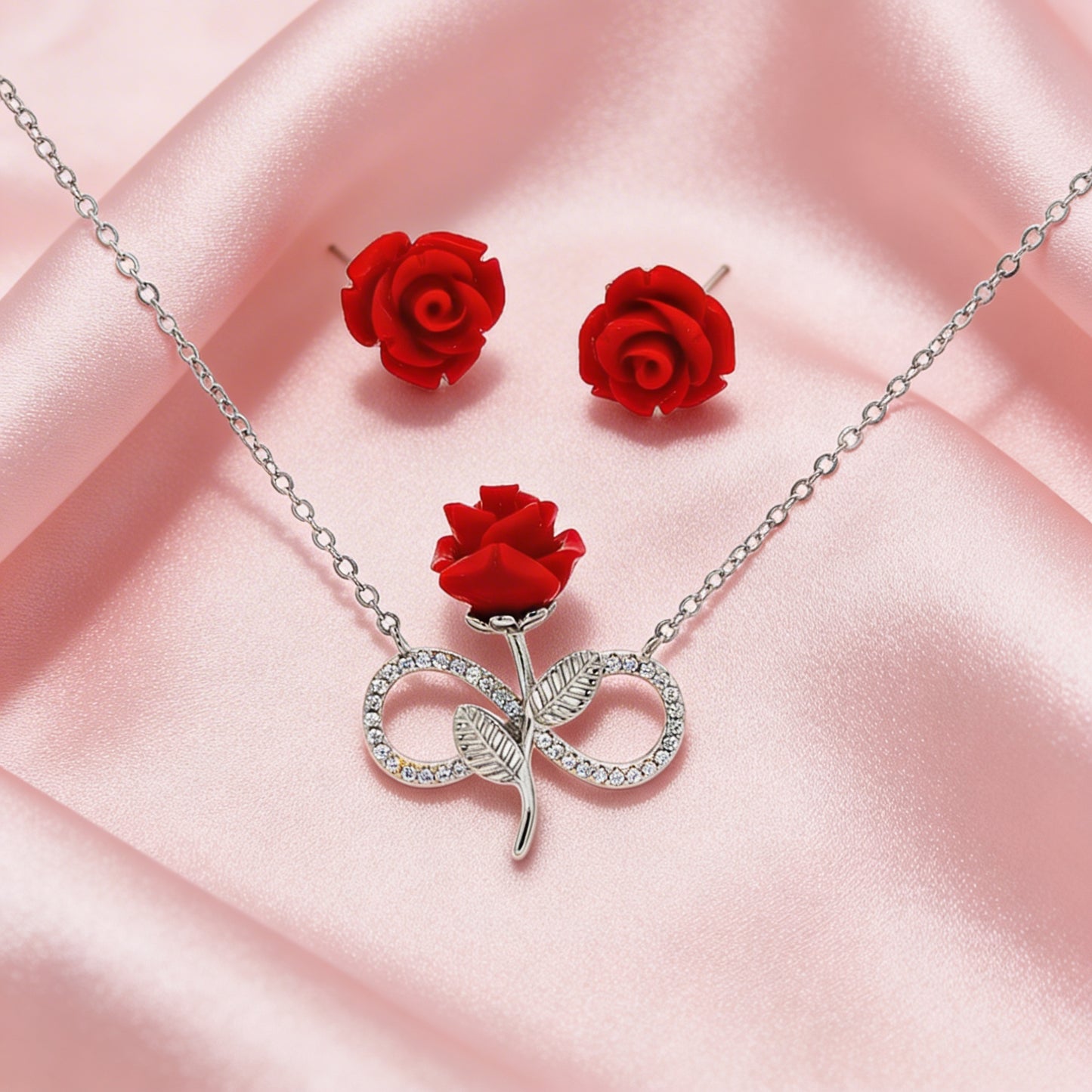 Eternal Rose Infinity Pendant Set