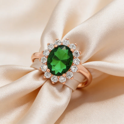 Elegant emerald and diamond ring