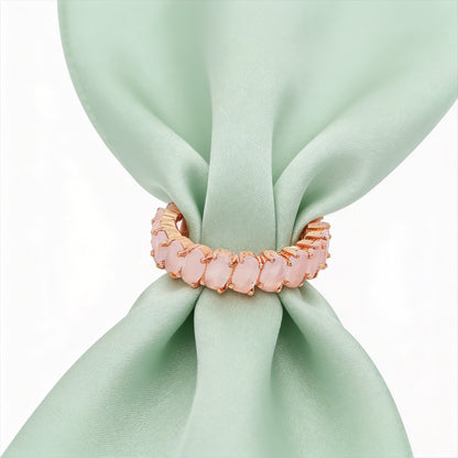 Elegant rose silver eternity band on satin