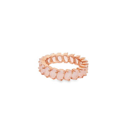 Elegant rose silver eternity band on satin