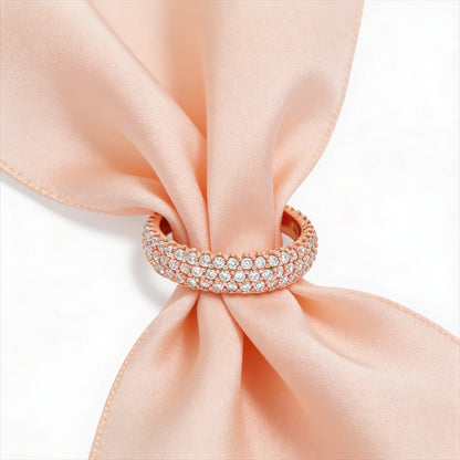 Rose silver eternity band on ivory
