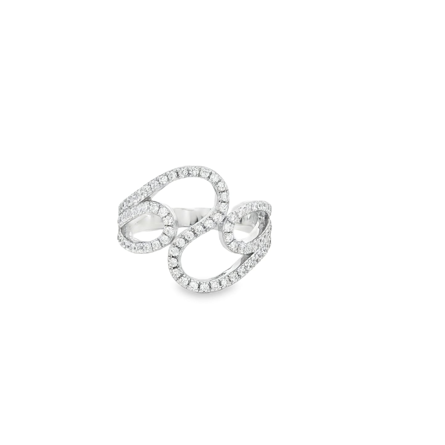Elegant infinity diamond ring close-up
