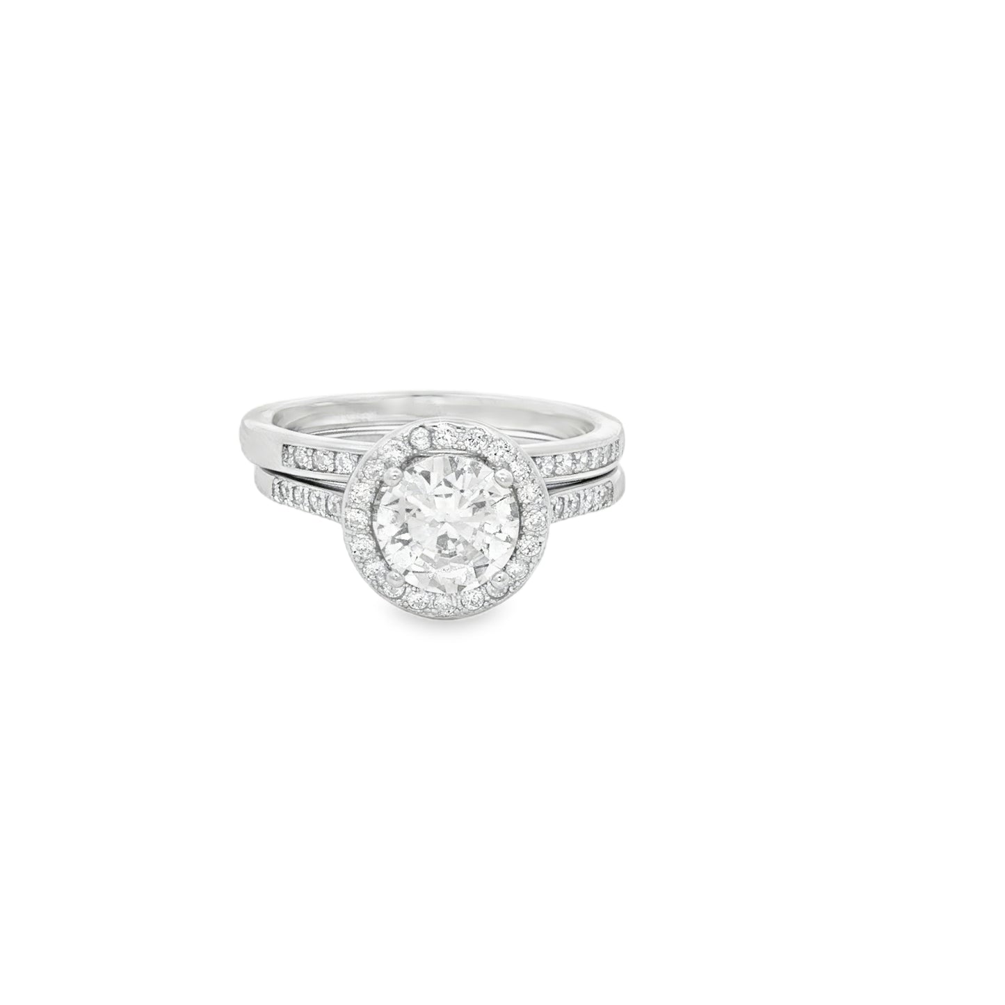 Elegant bridal set with halo diamonds