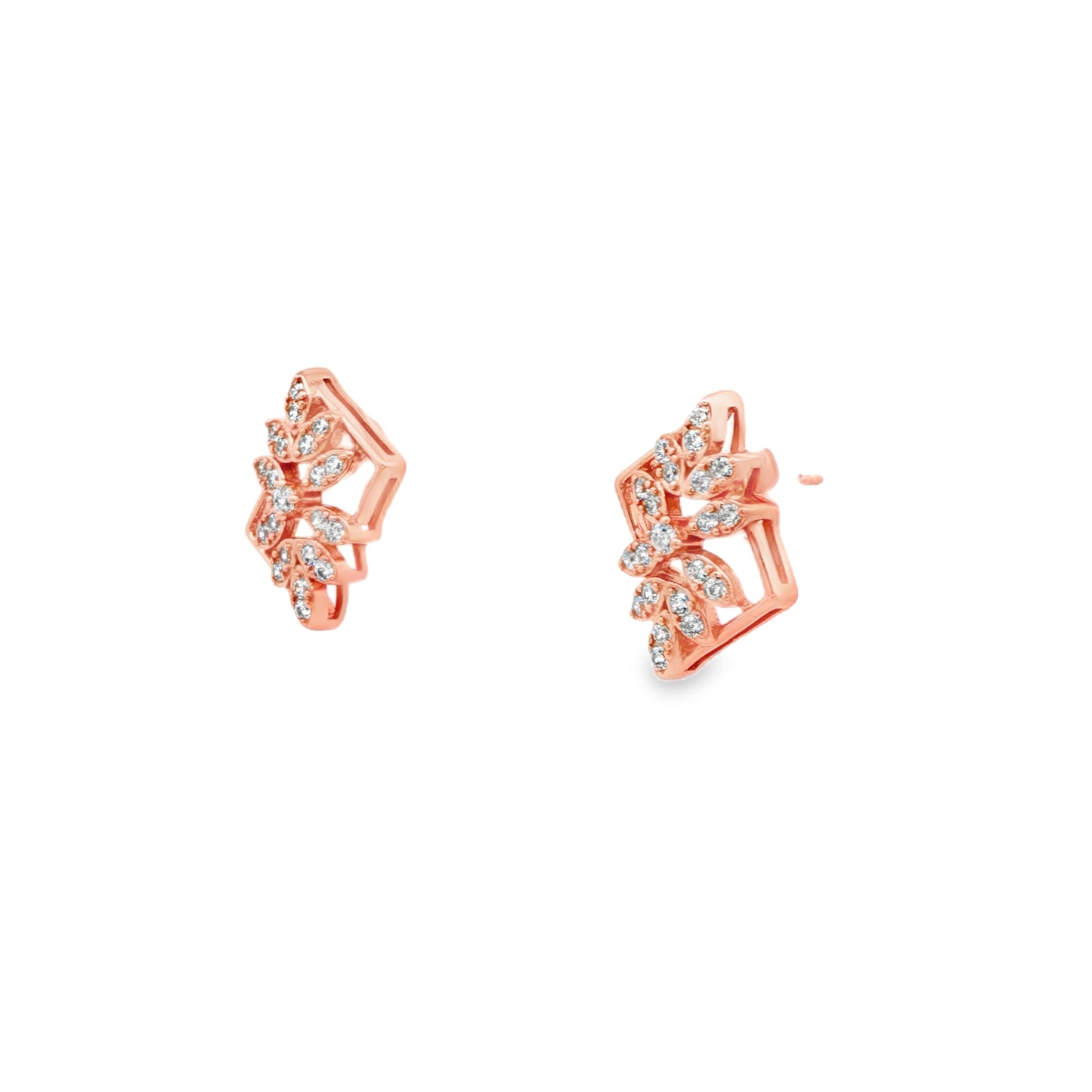 Rosé Floral Frame Diamond Studs