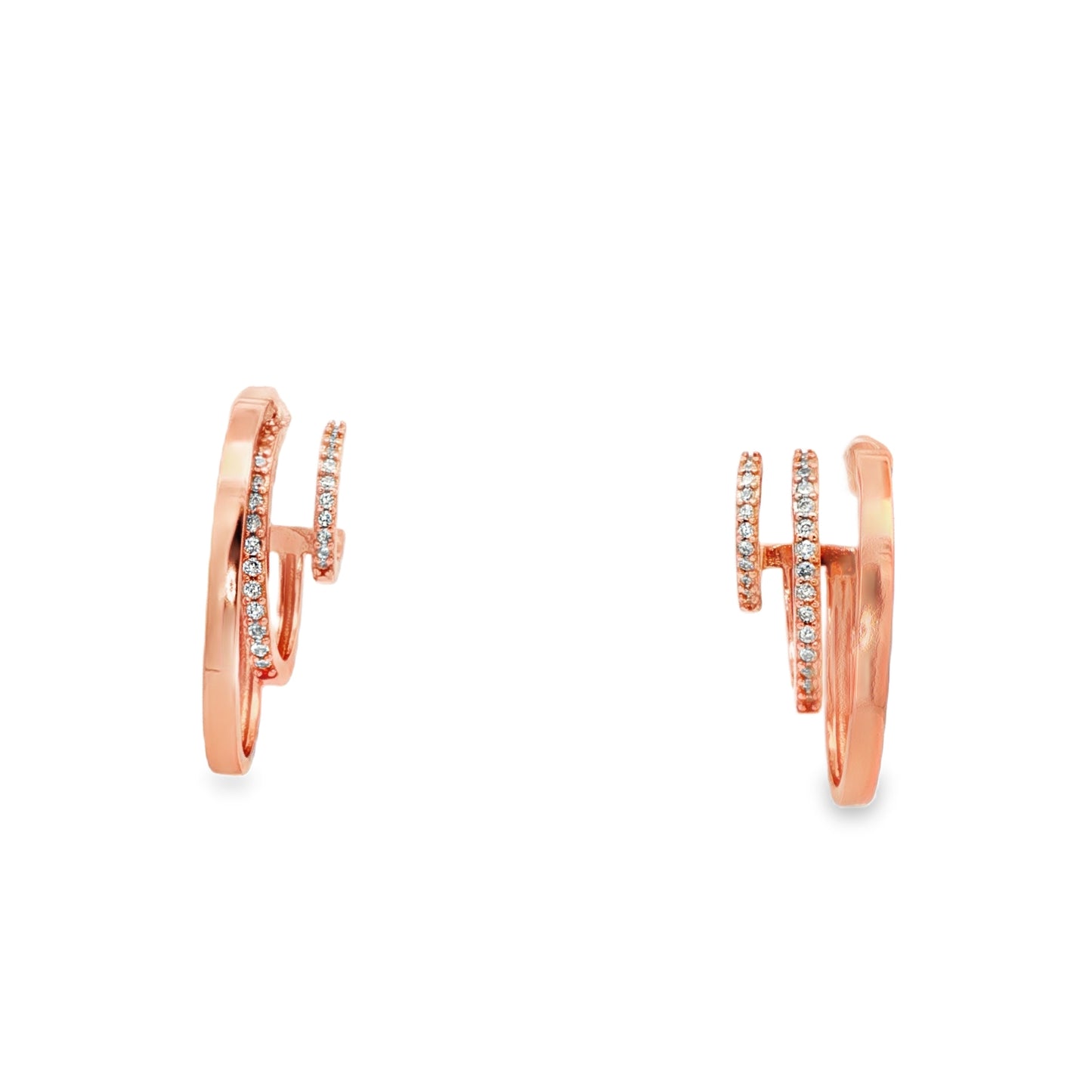 Rosé Twin Curve Diamond Hoops
