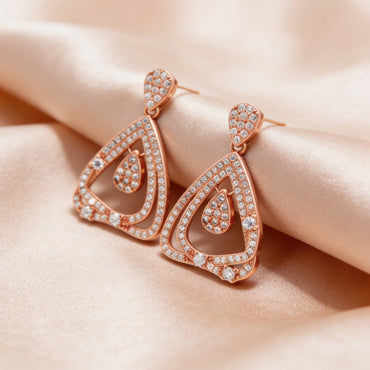 Rosé Teardrop Cascade Earrings
