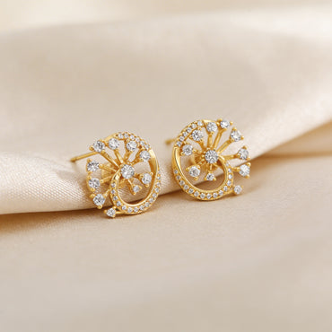 Golden Swirl Bloom Diamond Studs