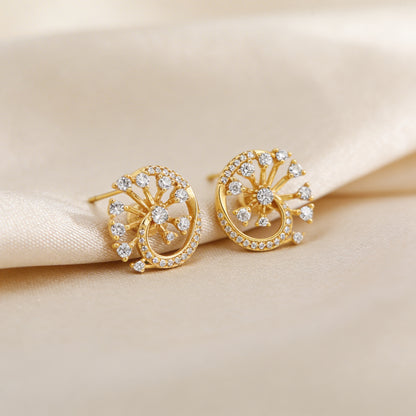 Golden Swirl Bloom Diamond Studs