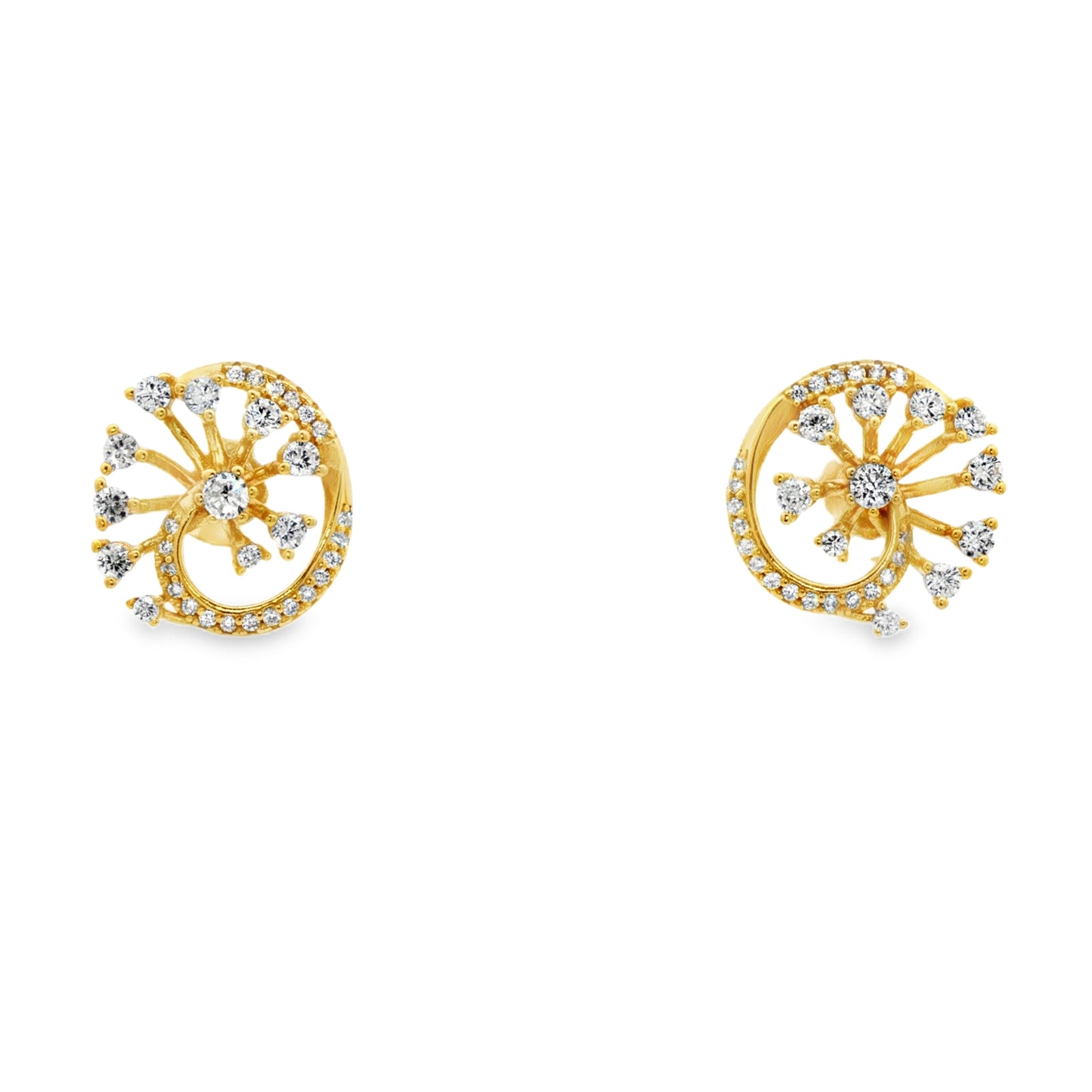 Golden Swirl Bloom Diamond Studs