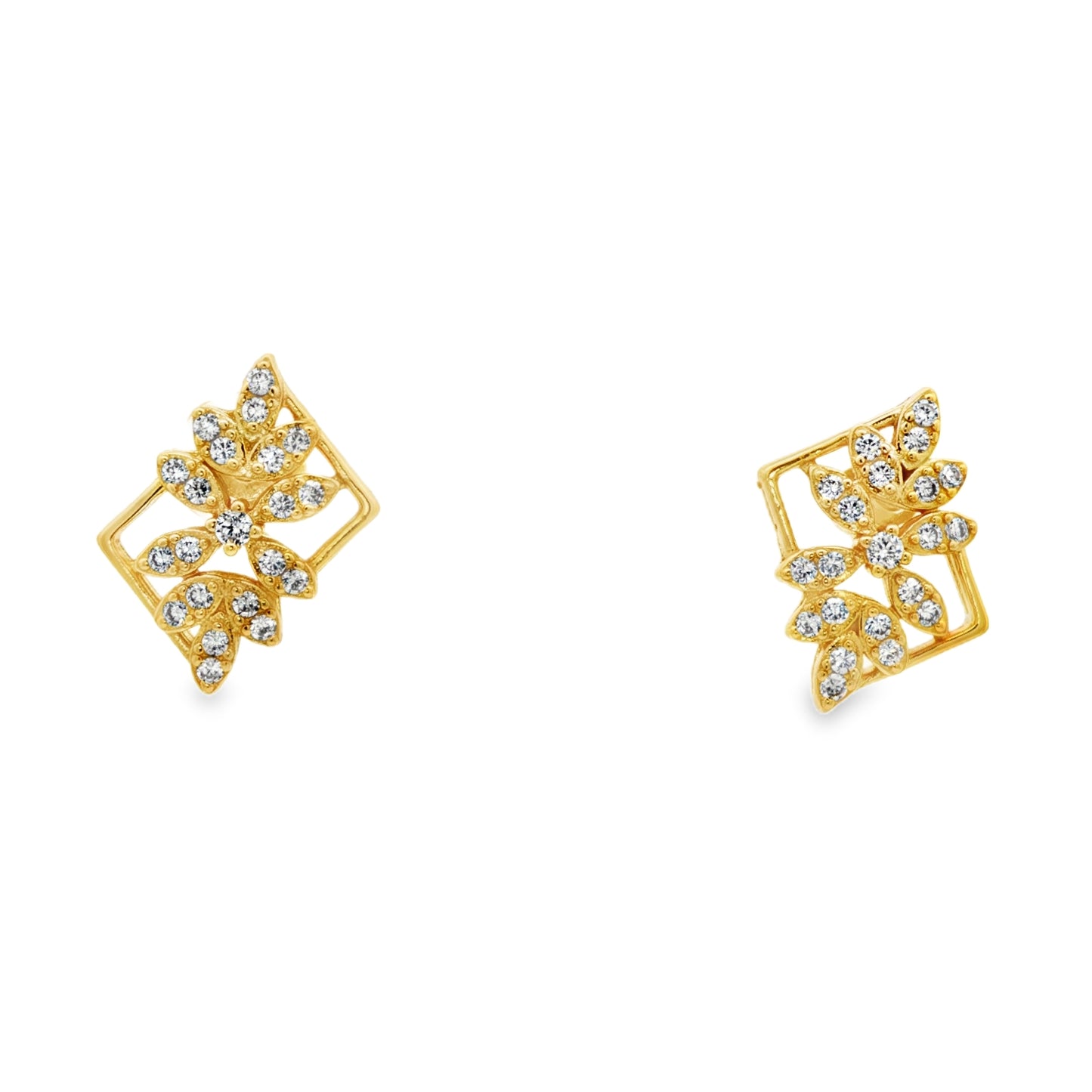 Golden Floral Frame Studs