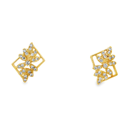 Golden Floral Frame Studs