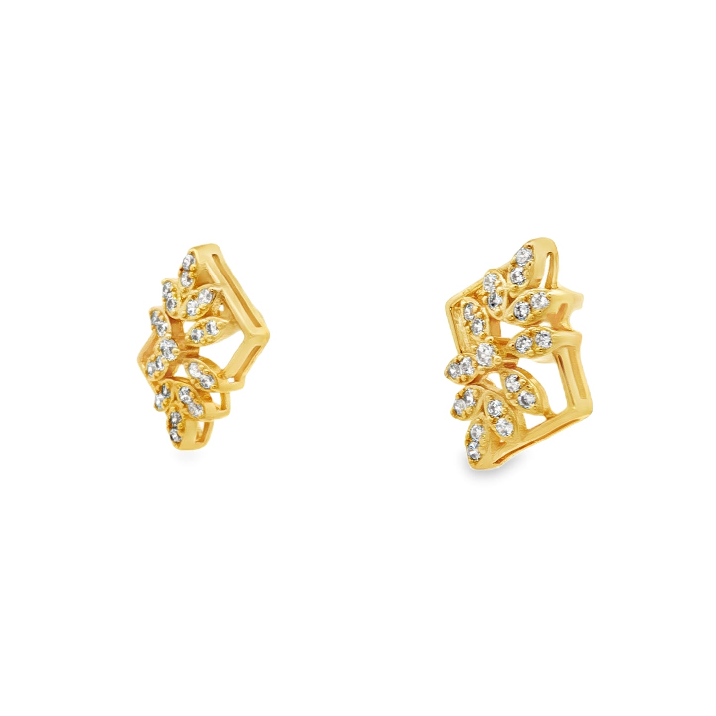 Golden Floral Frame Studs