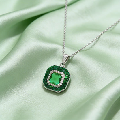 Emerald Glow Halo Pendant