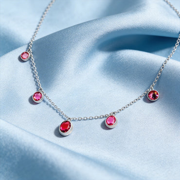 Ruby Drop Charm Necklace