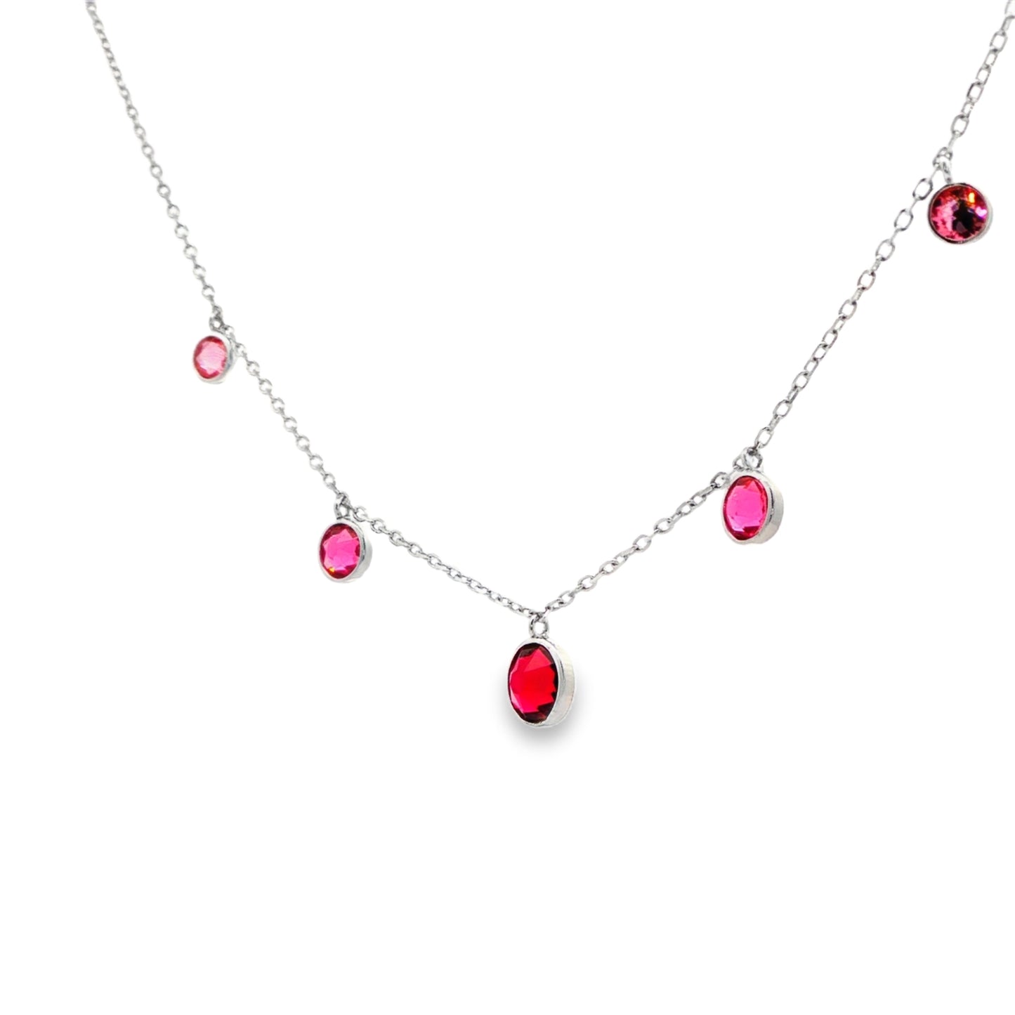 Ruby Drop Charm Necklace