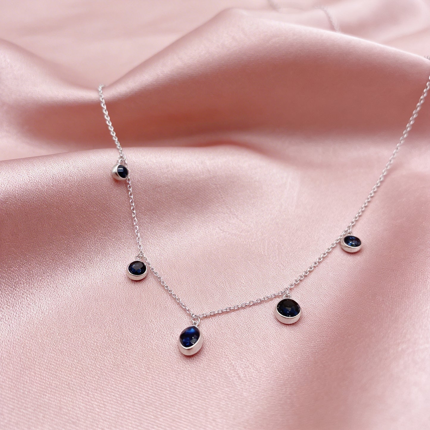 Sapphire Drop Symphony Necklace
