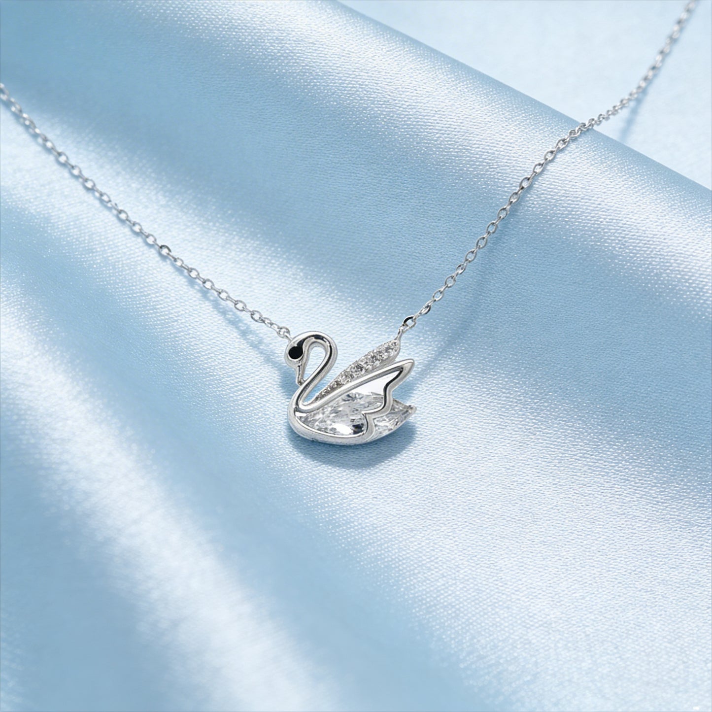 Swan Elegance Diamond Pendant Necklace