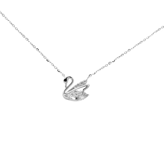 Swan Elegance Diamond Pendant Necklace