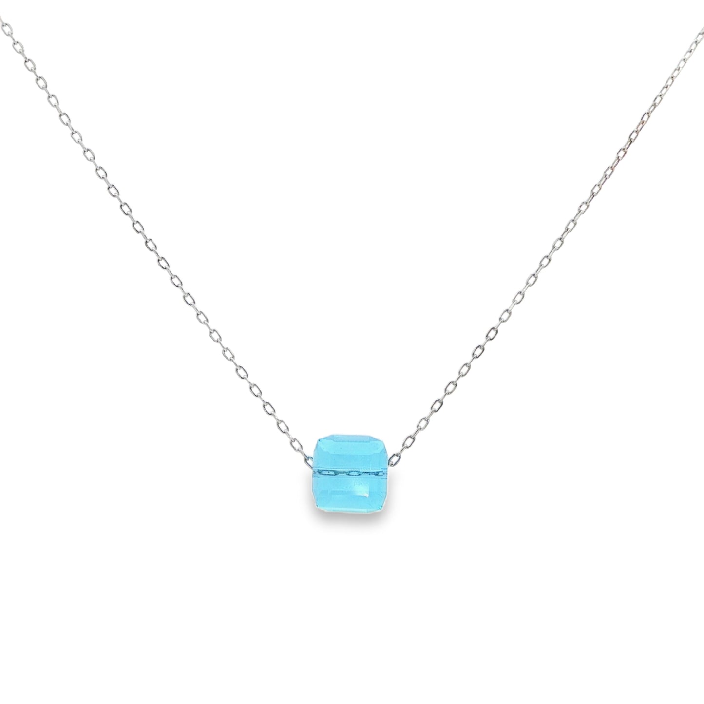 Sky Blue Cushion Solitaire Necklace
