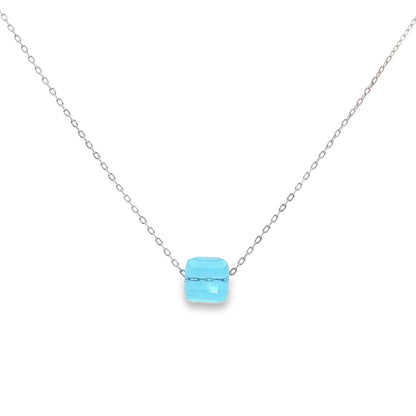 Sky Blue Cushion Solitaire Necklace