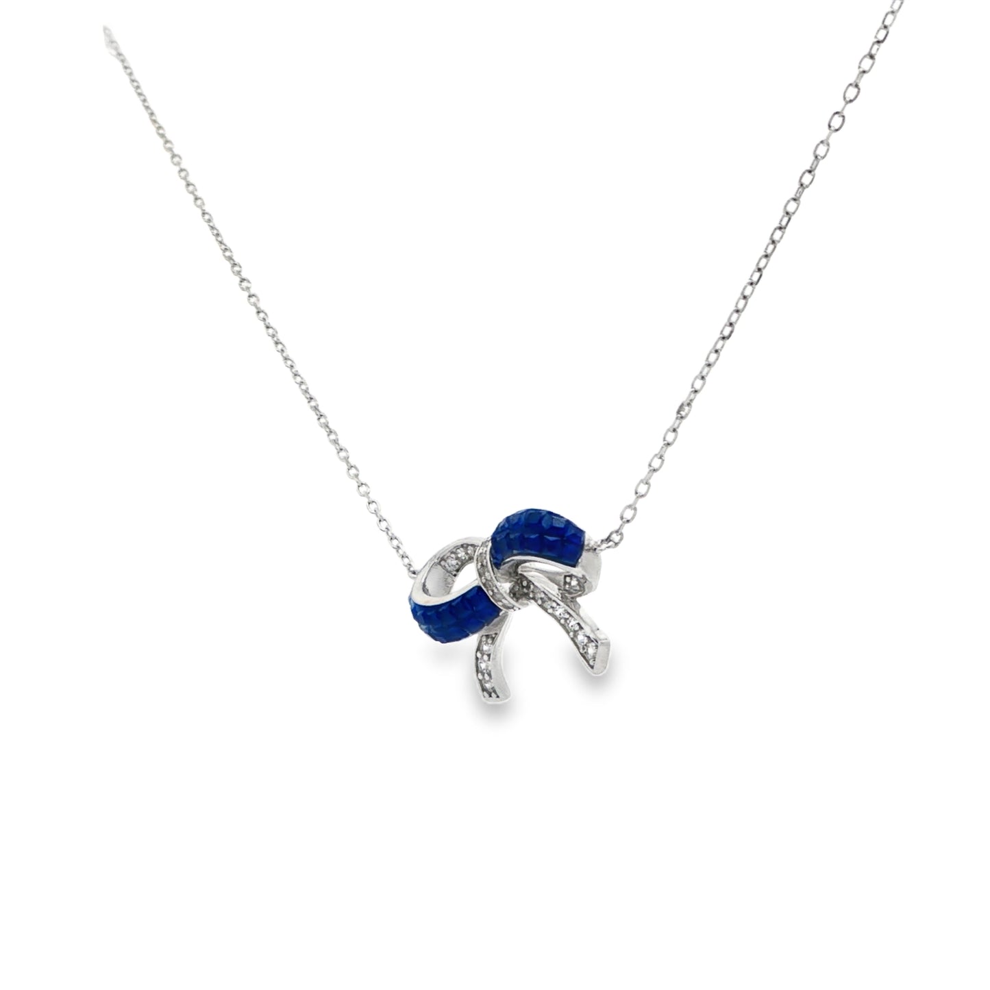 Blue Sapphire Bow Diamond Necklace